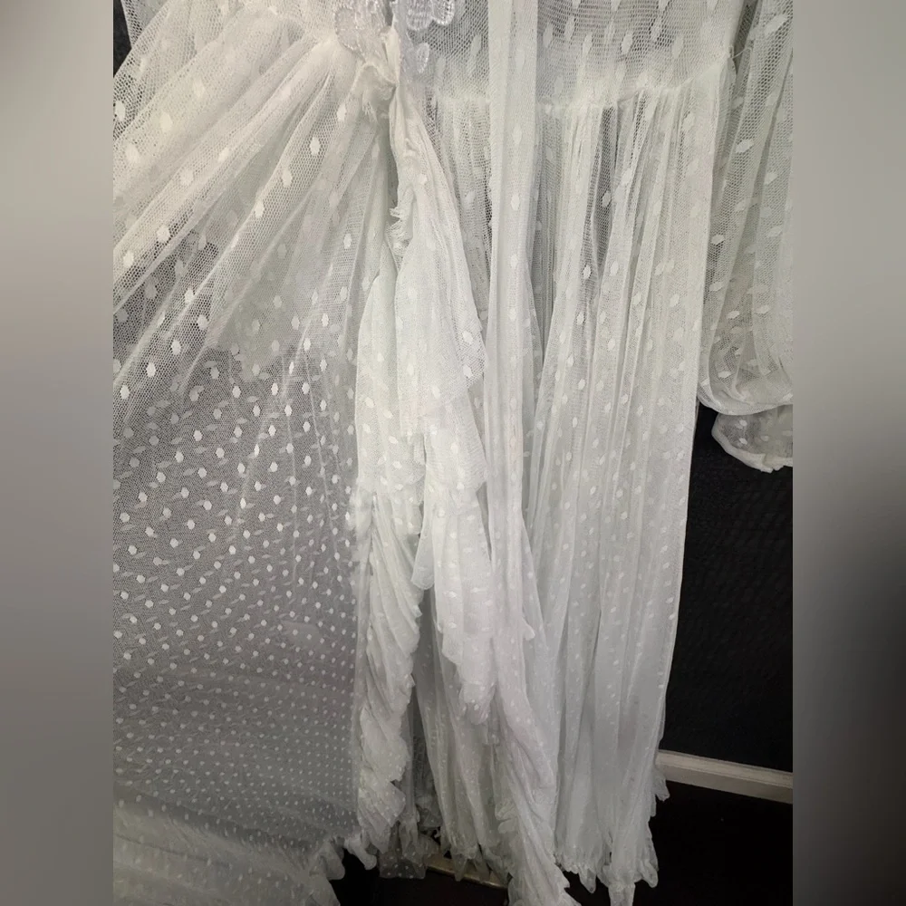 Elegant Sheer White Maxi Dress - Good for Maternity Shoot - Picture 6 of 9